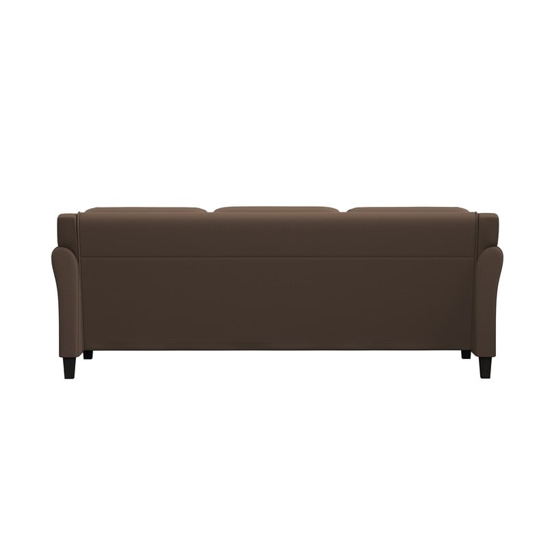 Hawthorne Collections Cushion Back Transitional Microfiber Sofa in Brown