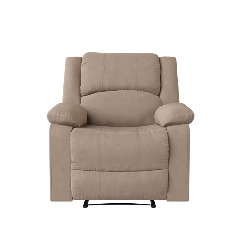 Hawthorne Collections Transitional Polyester Microfiber Recliner in Beige