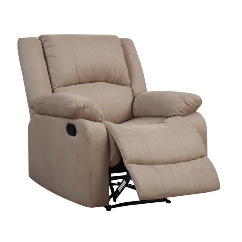 Hawthorne Collections Transitional Polyester Microfiber Recliner in Beige
