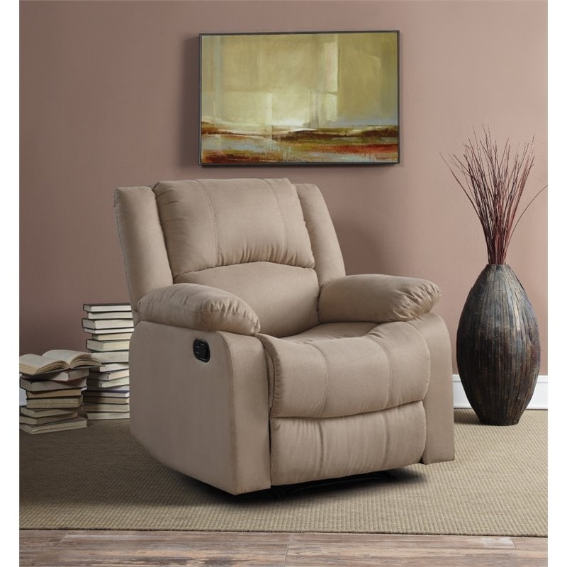 Hawthorne Collections Transitional Polyester Microfiber Recliner in Beige