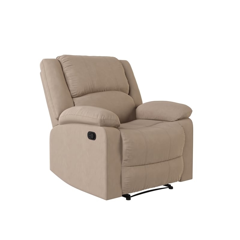Hawthorne Collections Transitional Polyester Microfiber Recliner in Beige