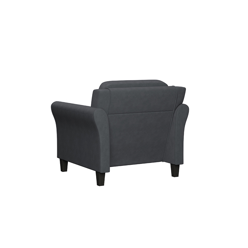 Hawthorne Collections Rolled Arm Contemporary Microfiber/Wood Chair in Dark Gray