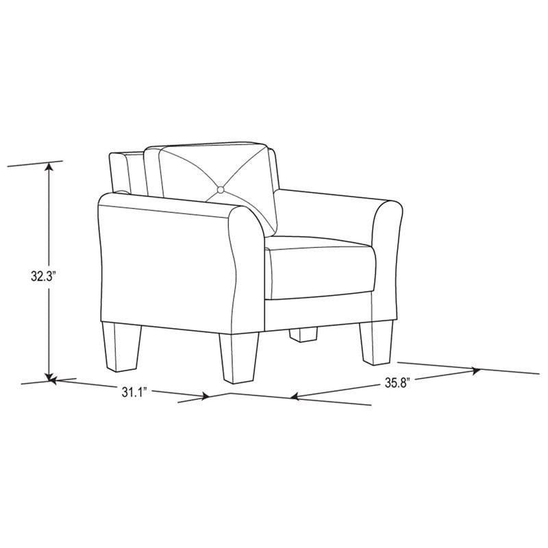 Hawthorne Collections Rolled Arm Contemporary Microfiber/Wood Chair in Dark Gray