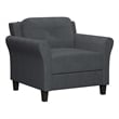 Hawthorne Collections Rolled Arm Contemporary Microfiber/Wood Chair in Dark Gray