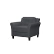 Hawthorne Collections Rolled Arm Contemporary Microfiber/Wood Chair in Dark Gray