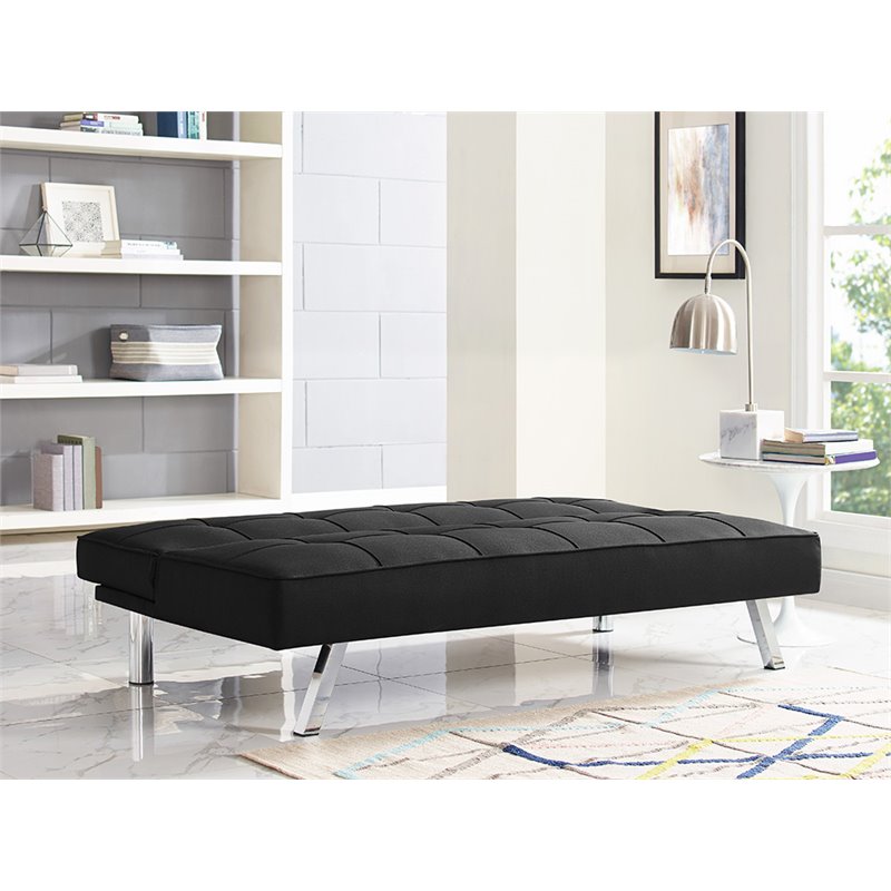 Hawthorne Collections Tufted Convertible Sleeper Sofa in Black