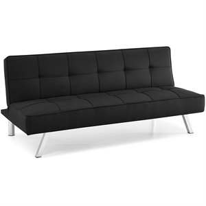 hawthorne collections tufted convertible sleeper sofa in black