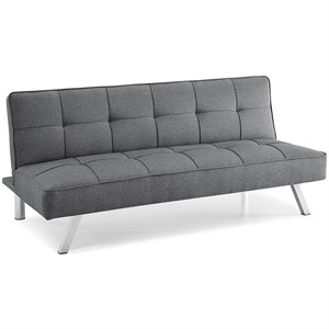hawthorne collections tufted convertible sleeper sofa in charcoal