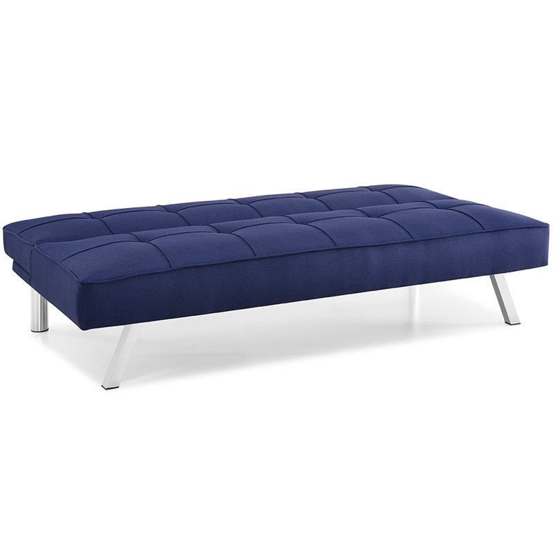 Hawthorne Collections Tufted Contemporary Fabric Sleeper Sofa in Navy Blue