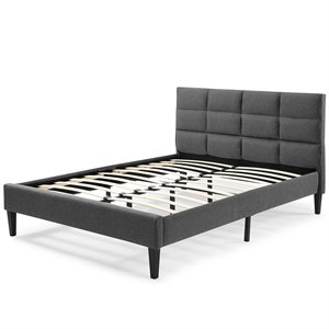 Hawthorne Collections Tufted Full Platform Bed in Gray