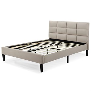 Hawthorne Collections Tufted Full Platform Bed in Beige