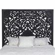 Hawthorne Collections Traditional Hand Carved Floral Wood Queen Bed in Black