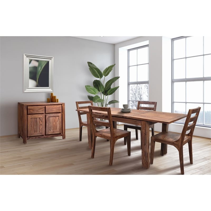 Avalon Mid-Century Modern Sheesham Wood 52 Dining Table with Butterfly Extension
