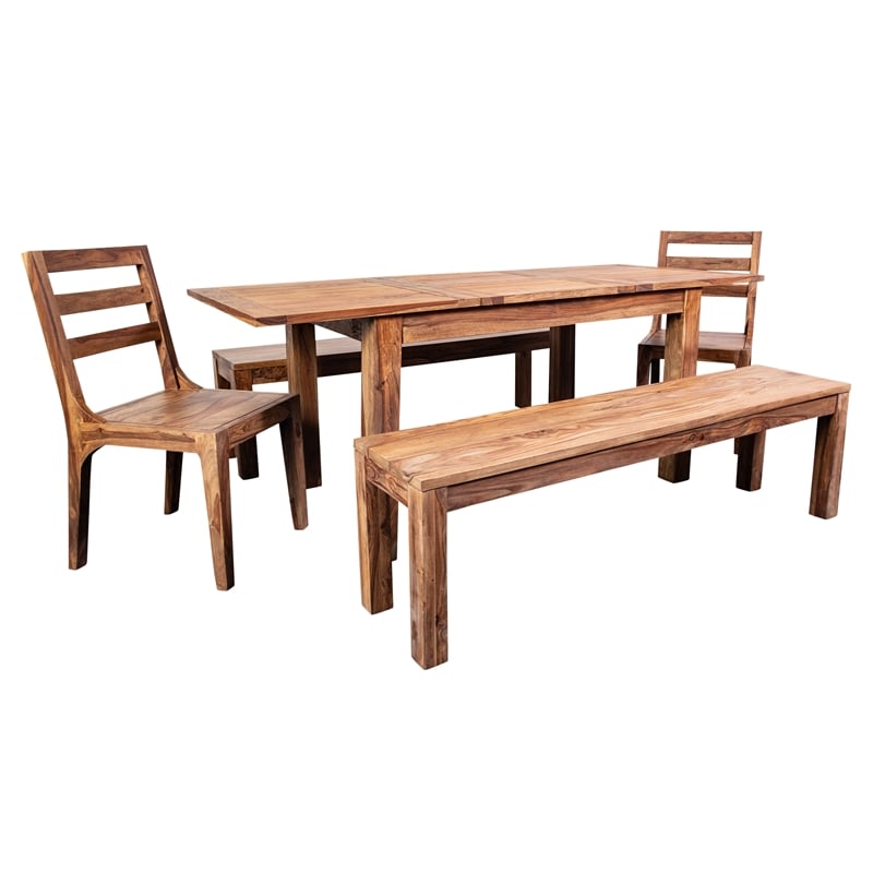 Avalon Mid-Century Modern Sheesham Wood 52 Dining Table with Butterfly Extension