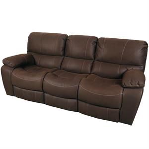 Corvallis Transitional Leather-Look Microfiber Reclining Sofa - Brown