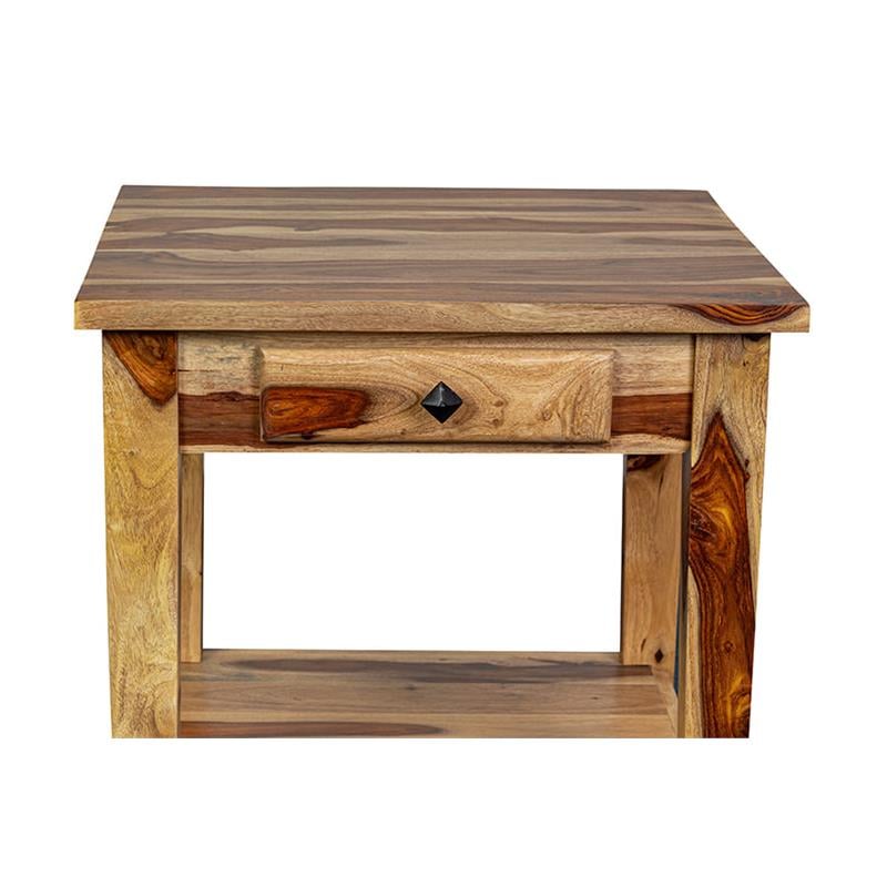 Sante Fe Solid Sheesham Wood End Table with Drawer