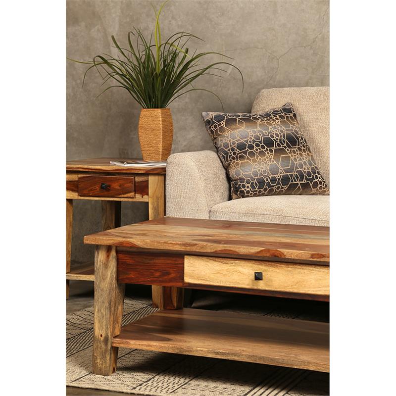 Sante Fe Solid Sheesham Wood End Table with Drawer