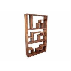 Urban Contemporary Asymmetric Solid Sheesham Wood Bookshelf