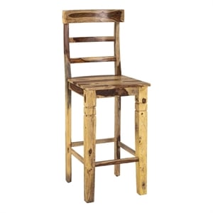Hawthorne Collections 30'' Ladderback Wood Slat Back Bar Chair in Natural (Set of 2)