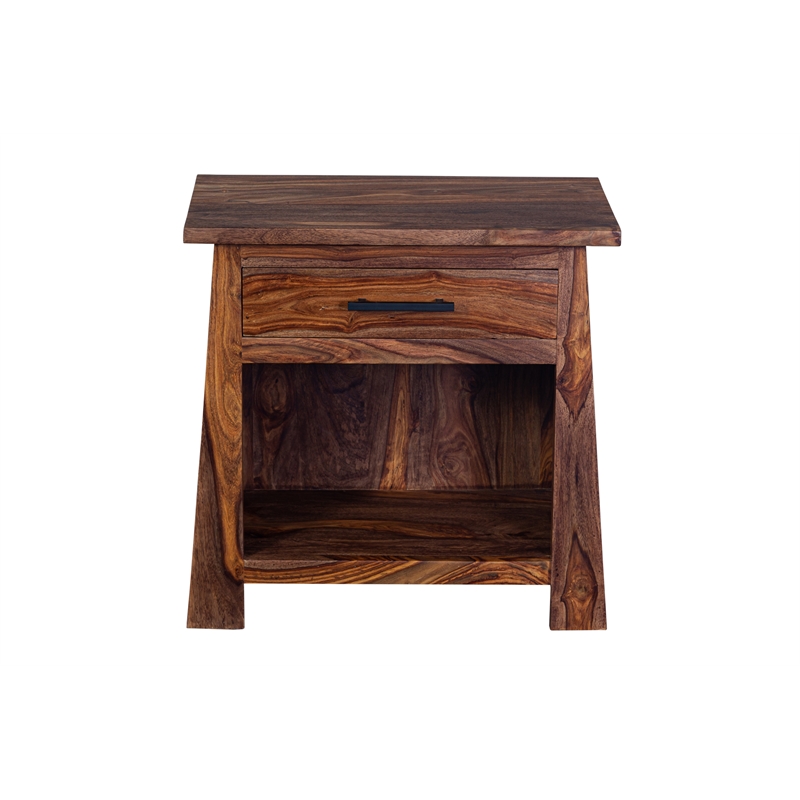 Missoula Solid Sheesham Wood 1 Drawer Nighstand in Harvest