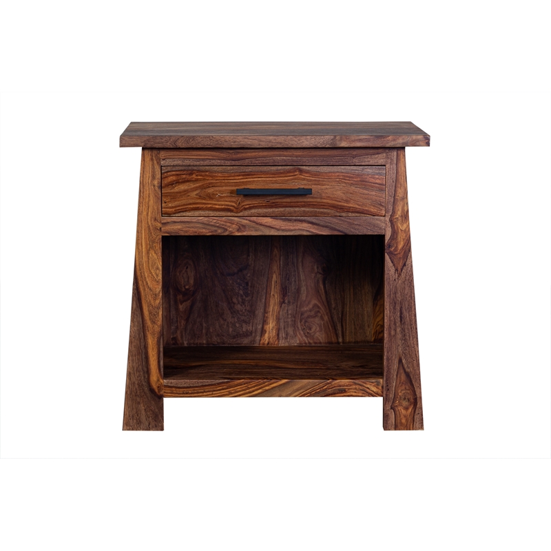 Missoula Solid Sheesham Wood 1 Drawer Nighstand in Harvest