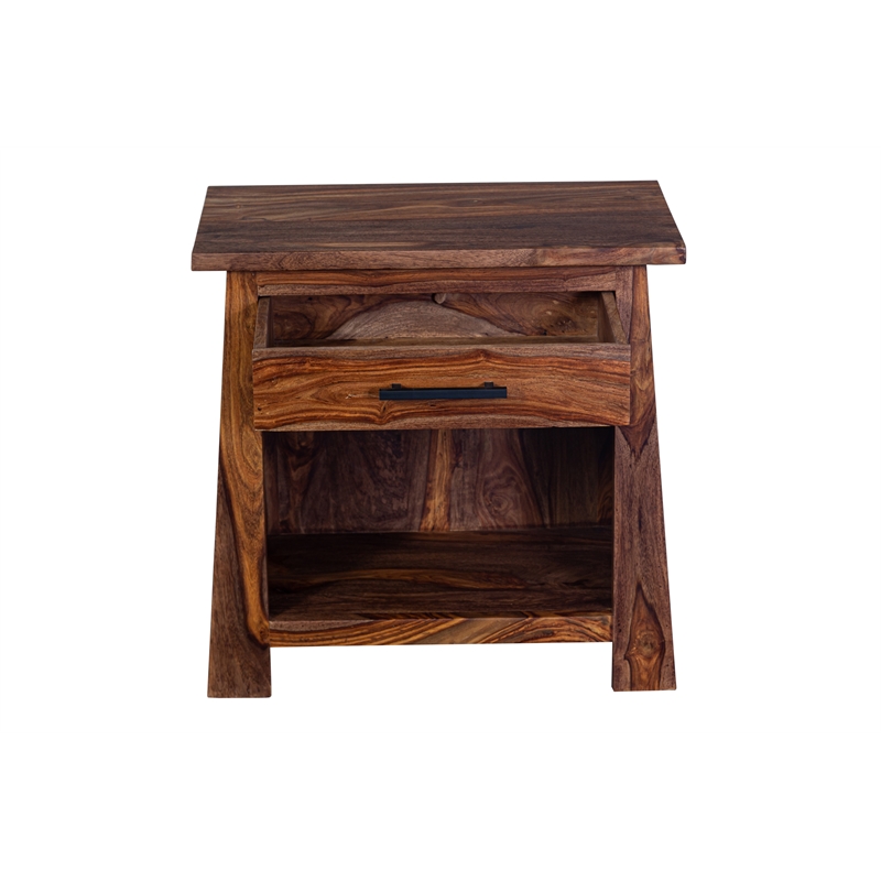 Missoula Solid Sheesham Wood 1 Drawer Nighstand in Harvest