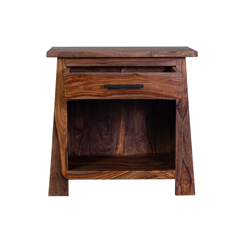 Missoula Solid Sheesham Wood 1 Drawer Nighstand in Harvest