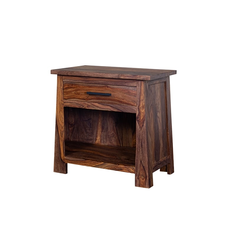 Missoula Solid Sheesham Wood 1 Drawer Nighstand in Harvest