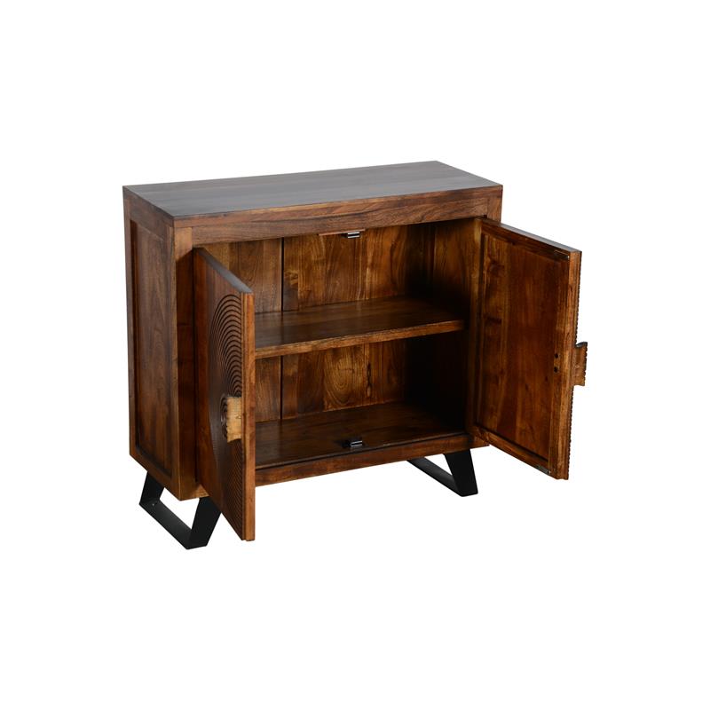 Spiral Solid Mango Wood Two Door Cabinet