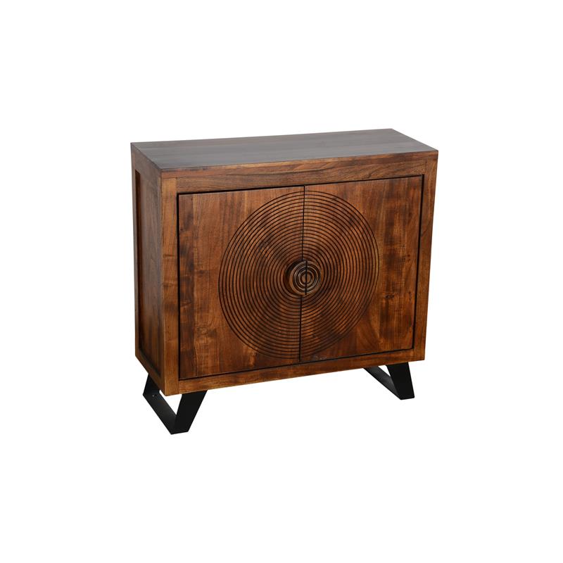 Spiral Solid Mango Wood Two Door Cabinet