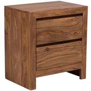 avalon mid-century modern sheesham wood 2 drawer nightstand
