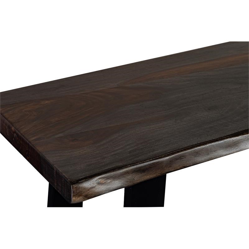 Hawthorne Collections Helena Live Edge Solid Sheesham Wood Console Table - Gray