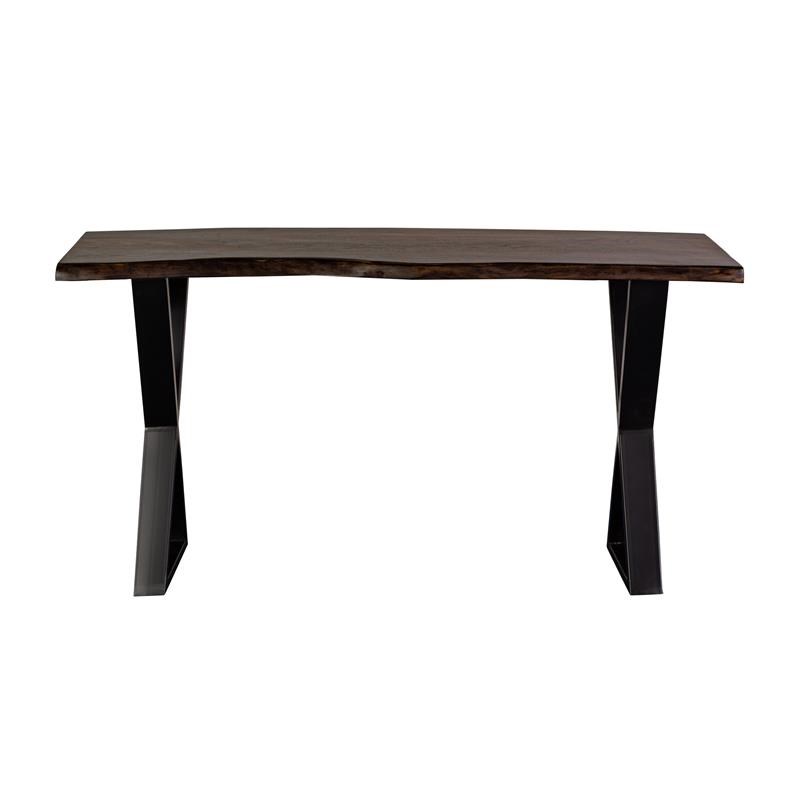 Hawthorne Collections Helena Live Edge Solid Sheesham Wood Console Table - Gray