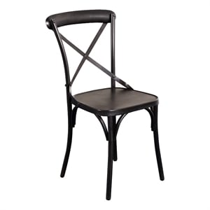 Hawthorne Collections 18.5&quot Metal Chair with X Back in Dark Gray (Set of 2)