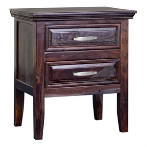 hawthorne collections sonora solid sheesham wood nightstand - gray