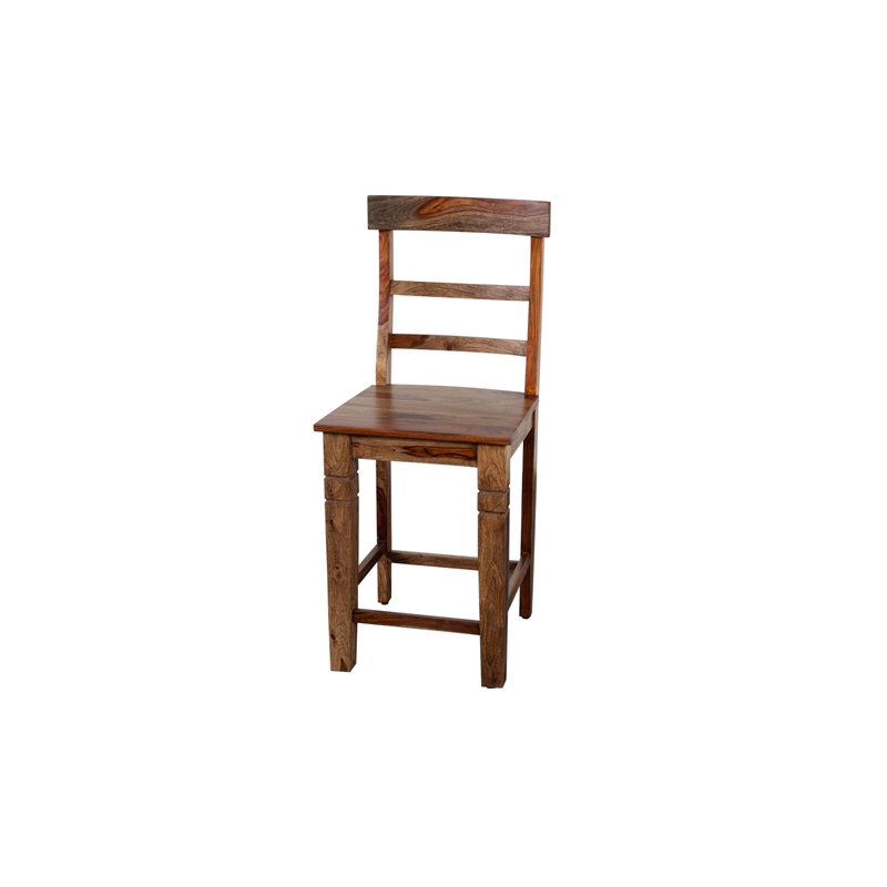 Hawthorne Collections Sante Fe Sheesham Wood Counter Chair in Brown (Set of 2)