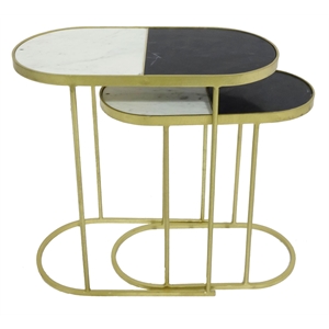 Jacqueline Two-Tone Marble Top Nesting Tables - Gold