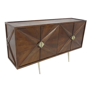 hawthorne collections estella solid mango wood cabinet - brown