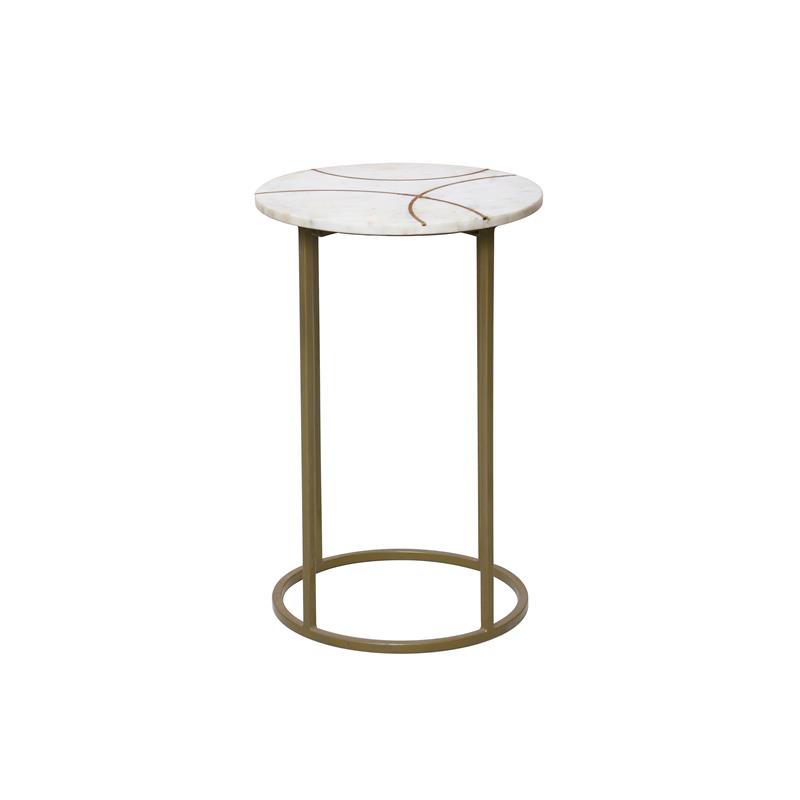 Hawthorne Collections Tivoli Solid Marble Top End Table Gold HC