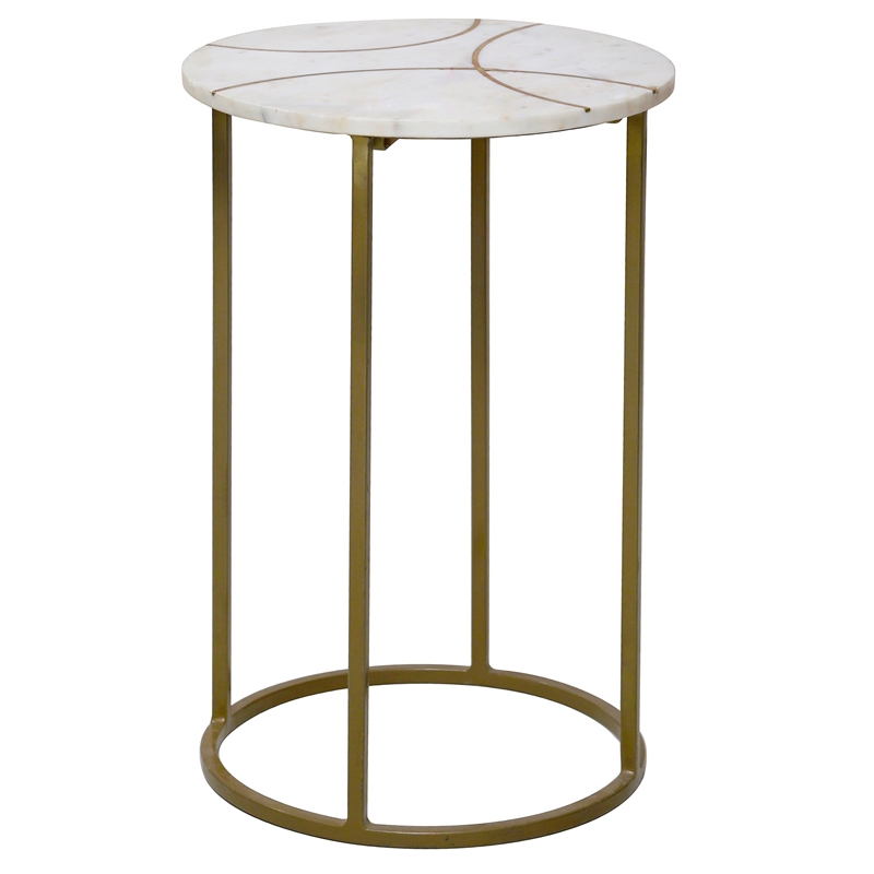 Hawthorne Collections Tivoli Solid Marble Top End Table Gold HC