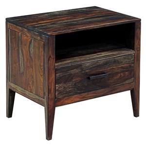 hawthorne collections fall river solid sheesham wood nightstand - brown