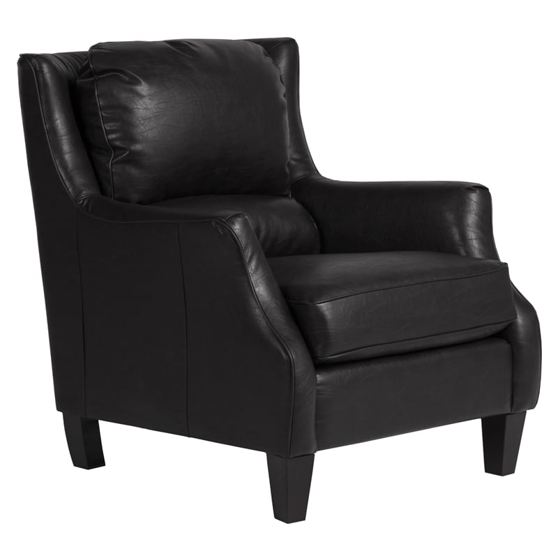 Hawthorne Collections Sussex Faux Crackle Leather Transitional Chair - Black