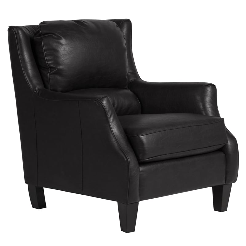 Hawthorne Collections Sussex Faux Crackle Leather Transitional Chair - Black