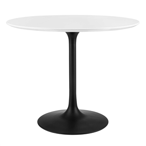 Hawthorne Collections 36&quot Round Top Modern Metal Dining Table in Black/White