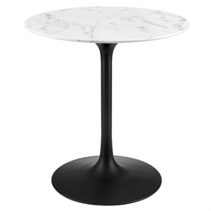 Hawthorne Collections 28&quot Round Modern Metal Dining Table in Black/White