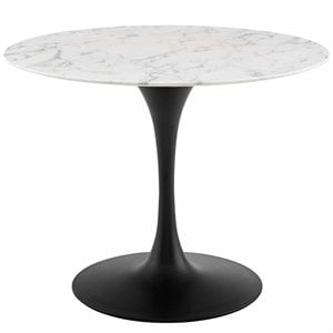 Hawthorne Collections 40&quot Round Top Modern Metal Dining Table in Black/White