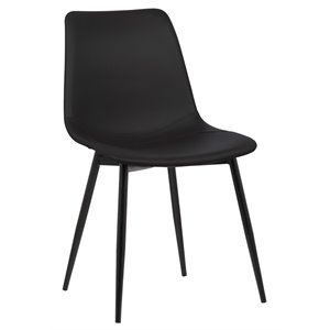 Hawthorne Collections Faux Leather Dining Side Chair in Black