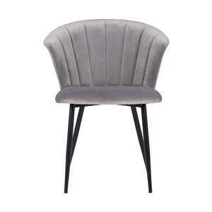 Hawthorne Collections Velvet Dining Arm Chair in Gray and Black