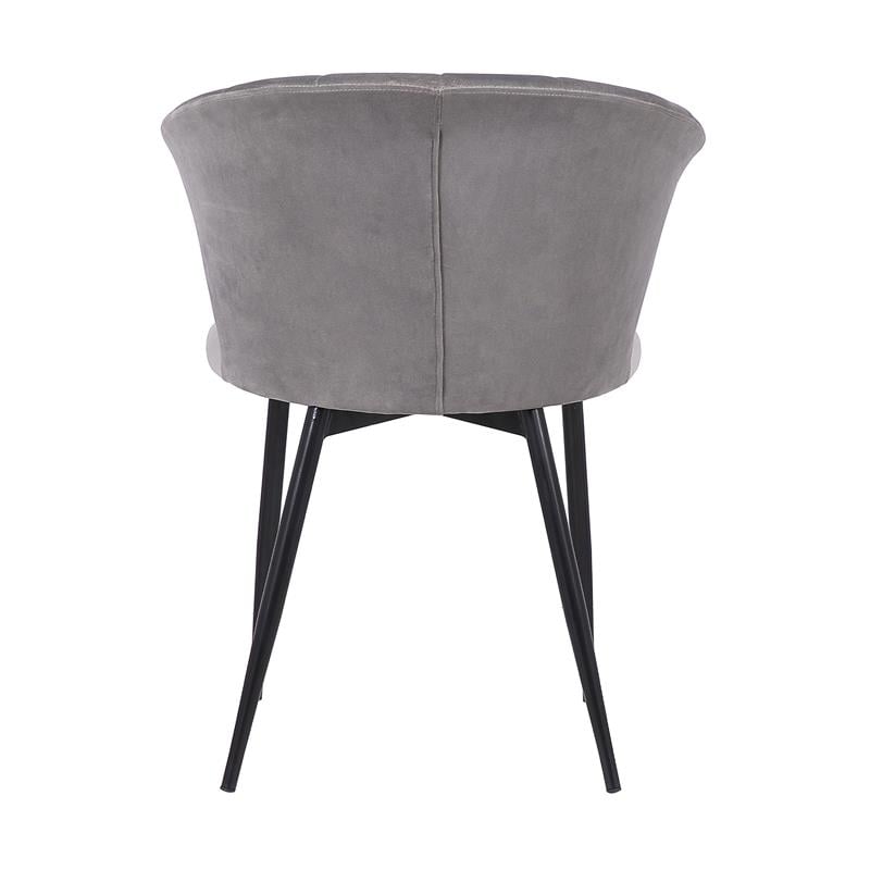 Hawthorne Collections Velvet Dining Arm Chair in Gray and Black