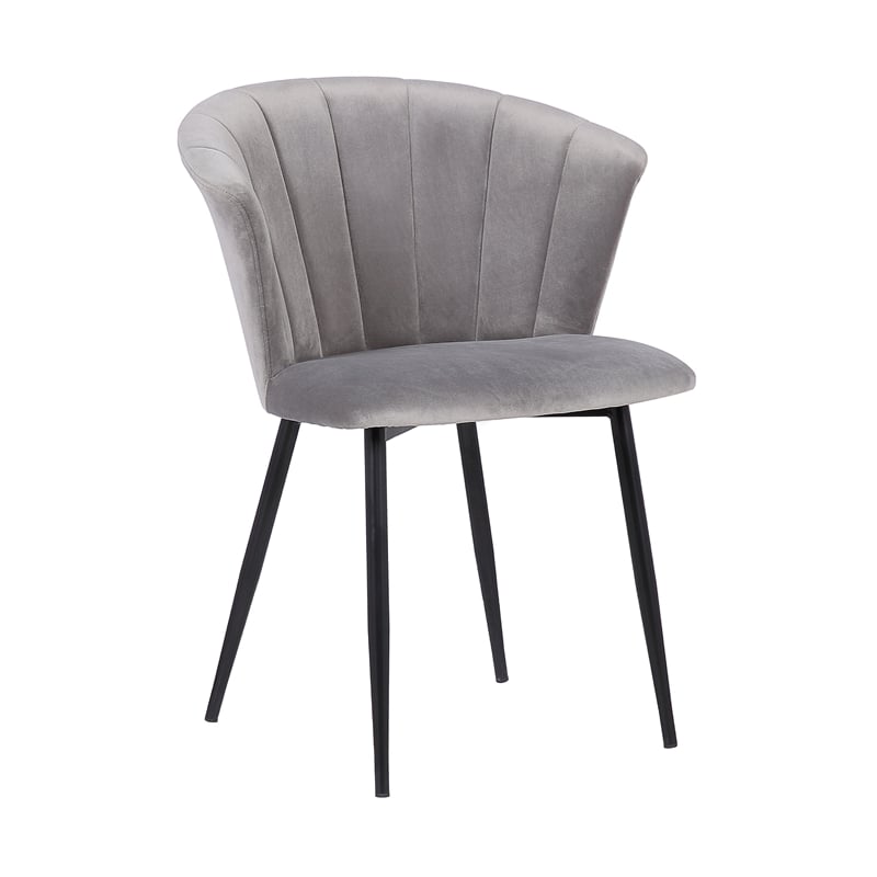 Hawthorne Collections Velvet Dining Arm Chair in Gray and Black